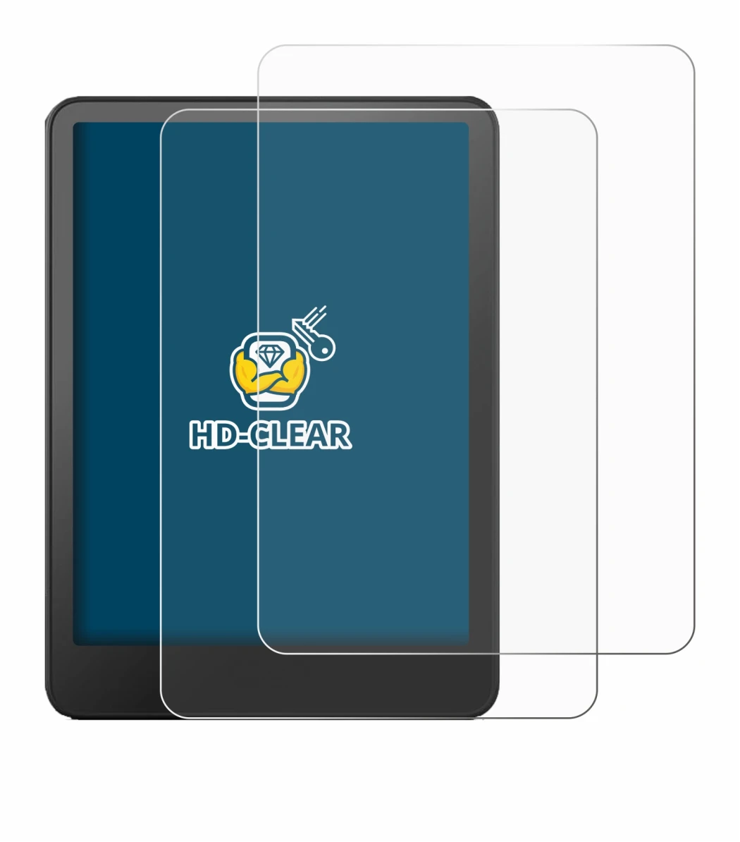 Abbildung des Geräts Amazon Kindle Paperwhite 2024 Signature Edition (12. Gen.) mit einer Vielzahl des Displayschutzes.