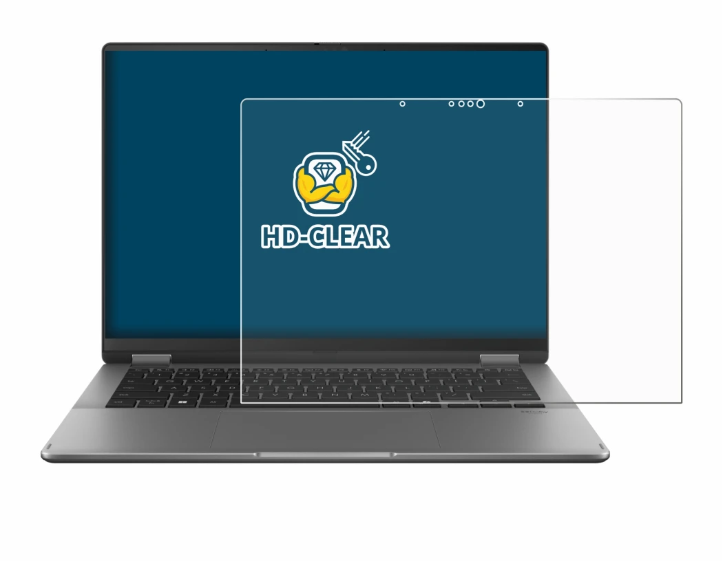 Abbildung des Geräts ASUS Vivobook 14 Flip TP3407 mit einer Vielzahl des Displayschutzes.