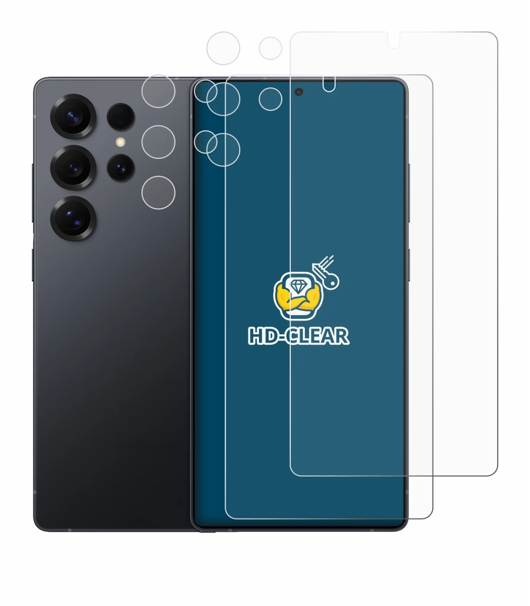 Abbildung des Geräts Samsung Galaxy S25 Ultra Enterprise Edition (Display+Kamera) mit einer Vielzahl des Displayschutzes.