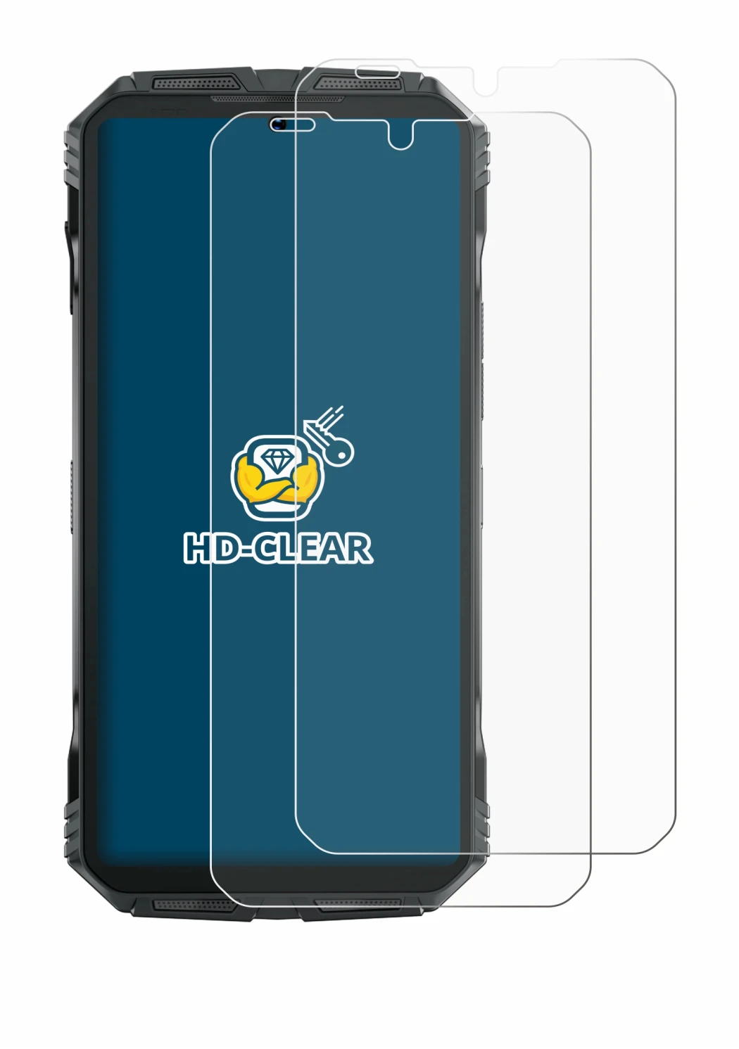 Abbildung des Geräts Doogee S Punk Pro mit einer Vielzahl des Displayschutzes.