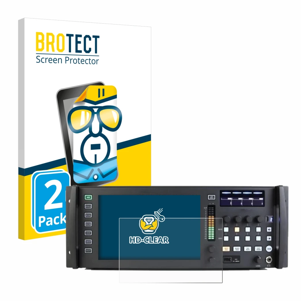 Vorderseite einer Produktverpackung mit dem Markenlogo BROTECT. Daneben ist das Gerät Behringer Wing Rack mit dem zugehörigen 