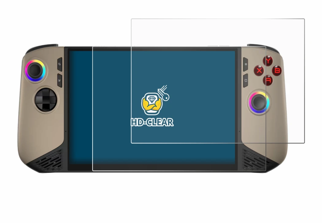 Abbildung des Geräts MSI Claw 8 AI+ mit einer Vielzahl des Displayschutzes.