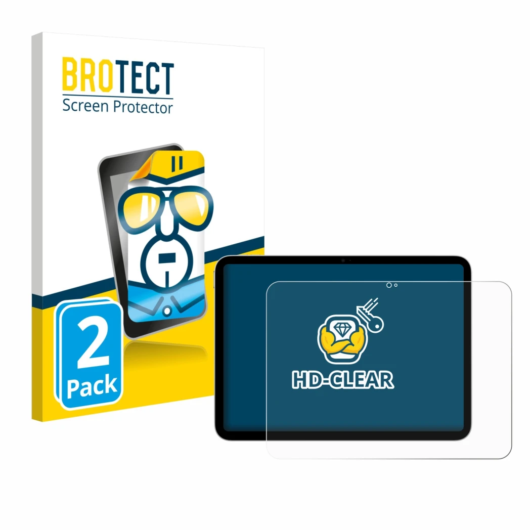 Vorderseite einer Produktverpackung mit dem Markenlogo BROTECT. Daneben ist das Gerät Apple iPad A16 11