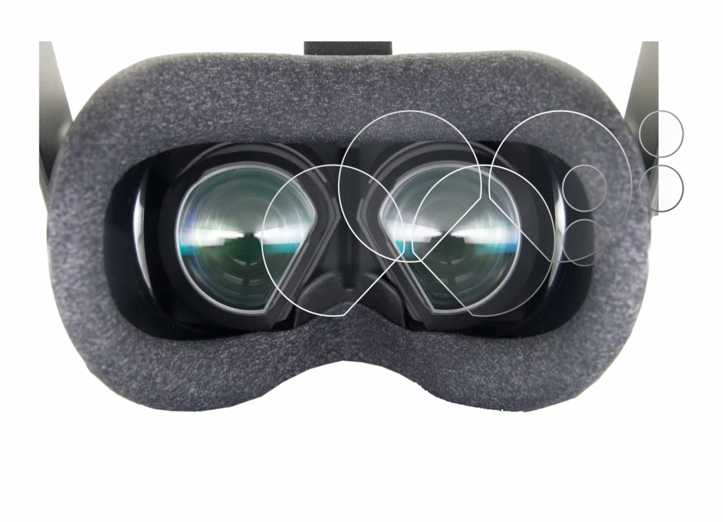 Abbildung des Geräts Valve Index VR-Headset mit einer Vielzahl des Displayschutzes.