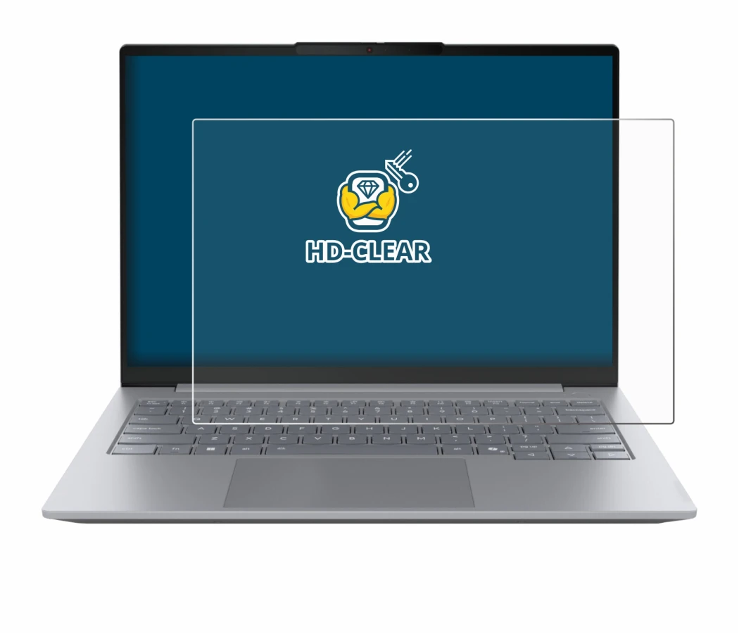 Abbildung des Geräts Lenovo ThinkBook 14 Gen 8 mit einer Vielzahl des Displayschutzes.