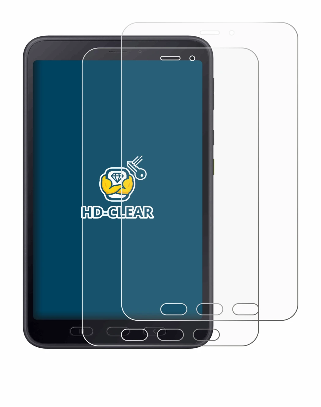 Abbildung des Geräts Samsung galaxy Tab Active 5 5G Enterprise Edition mit einer Vielzahl des Displayschutzes.