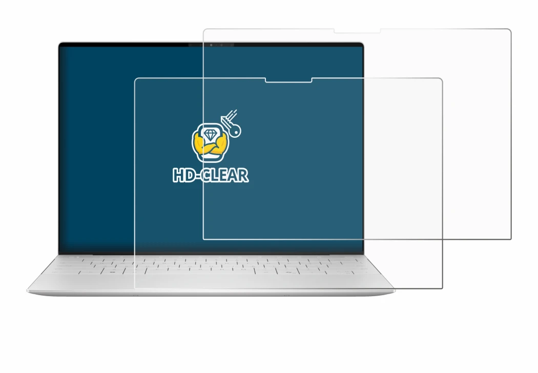 Abbildung des Geräts Dell XPS 13 9350 2024 mit einer Vielzahl des Displayschutzes.