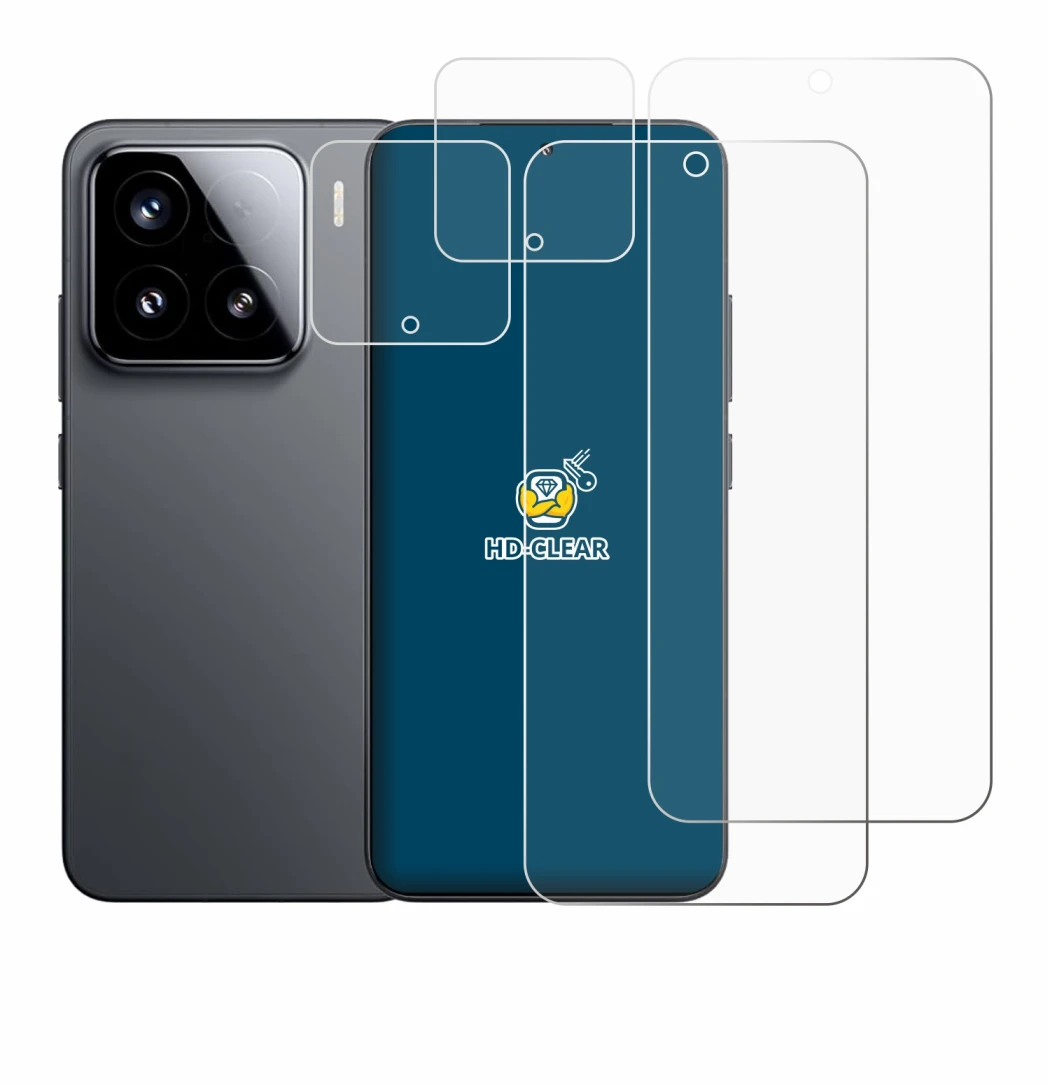 Abbildung des Geräts Xiaomi 15 (Display+Kamera) mit einer Vielzahl des Displayschutzes.