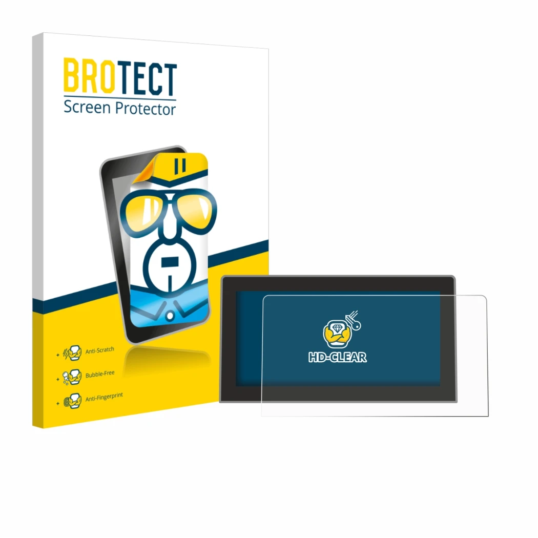 Vorderseite einer Produktverpackung mit dem Markenlogo BROTECT. Daneben ist das Gerät Volkswagen Golf MK8.5 12.9