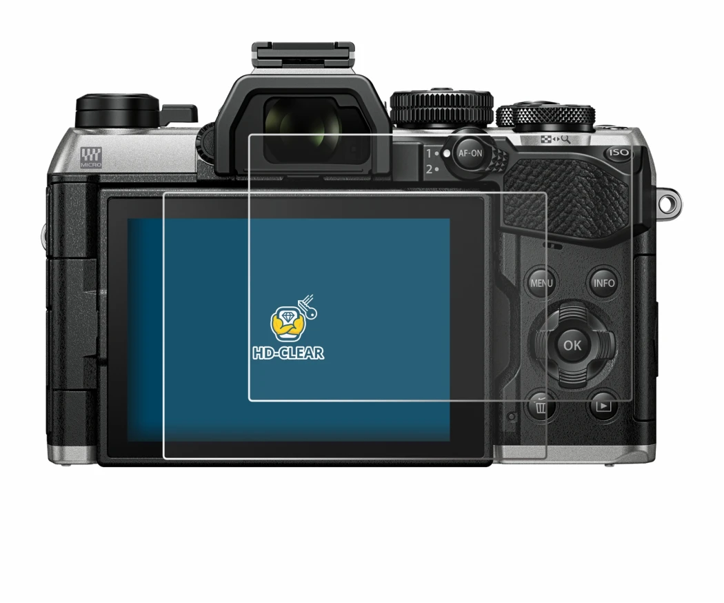 Abbildung des Geräts Olympus OM System OM-5 Mark II mit einer Vielzahl des Displayschutzes.
