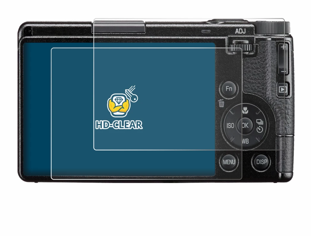 Abbildung des Geräts Ricoh GR IV 2025 mit einer Vielzahl des Displayschutzes.