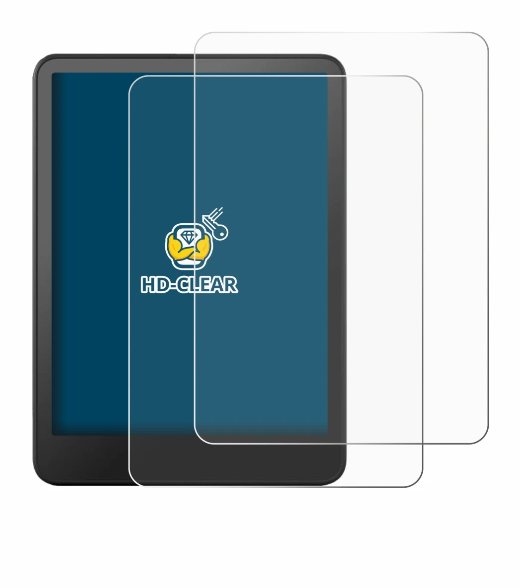 Abbildung des Geräts Amazon Kindle Colorsoft mit einer Vielzahl des Displayschutzes.