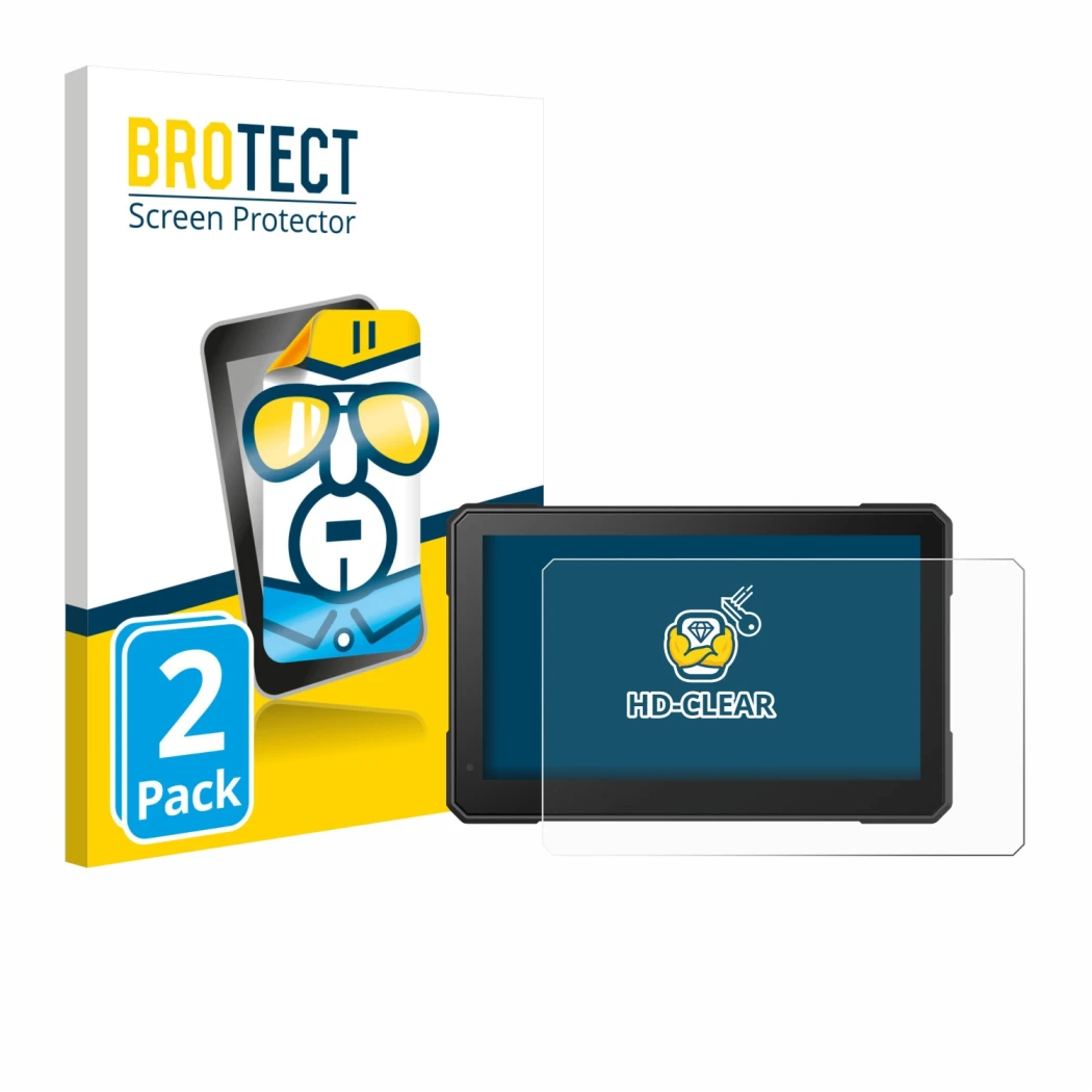 Vorderseite einer Produktverpackung mit dem Markenlogo BROTECT. Daneben ist das Gerät Interphone Sync 70 Essential mit dem zug