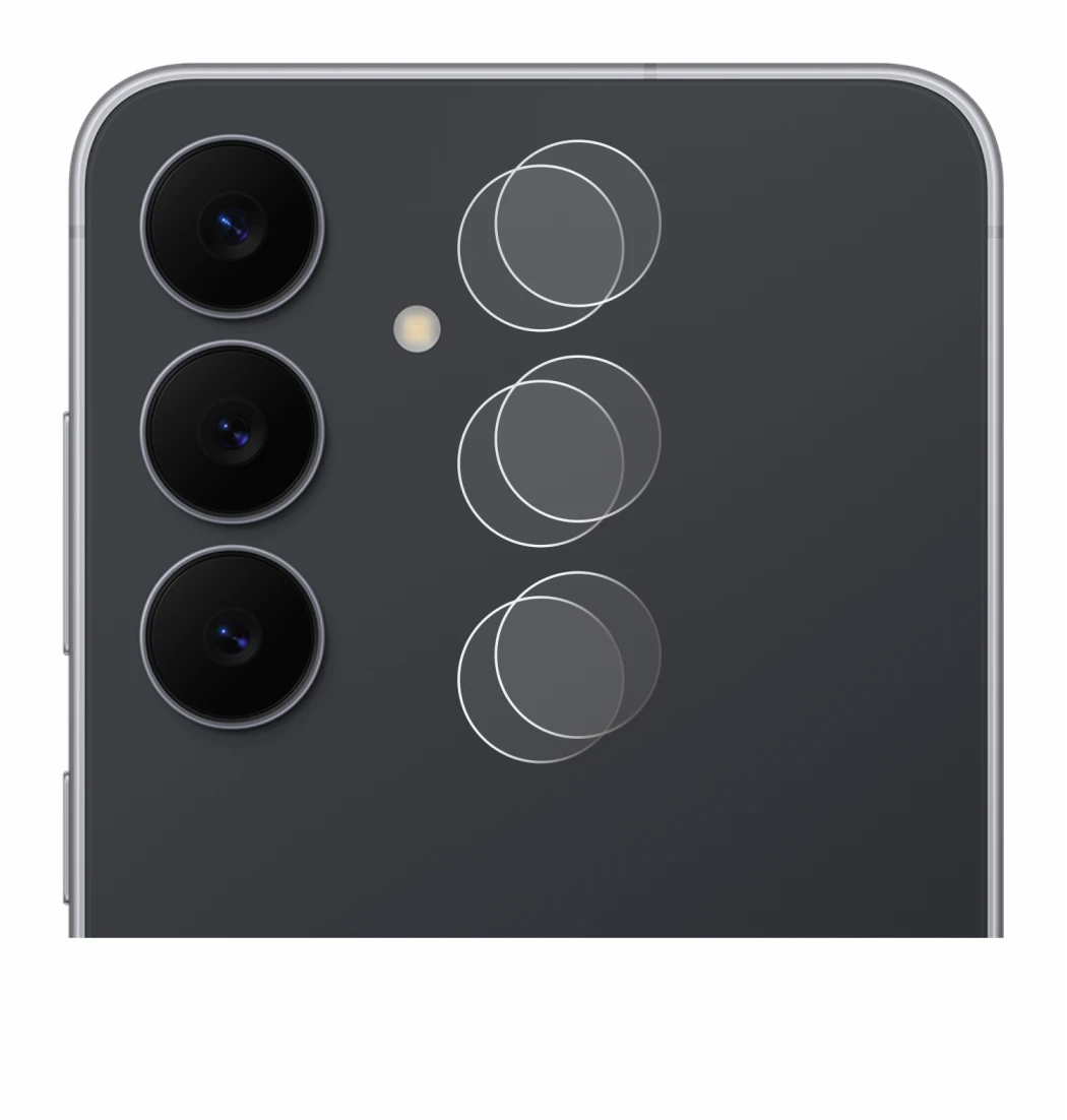 Abbildung des Geräts Samsung Galaxy S25 FE (NUR Kameraschutz) mit einer Vielzahl des Displayschutzes.