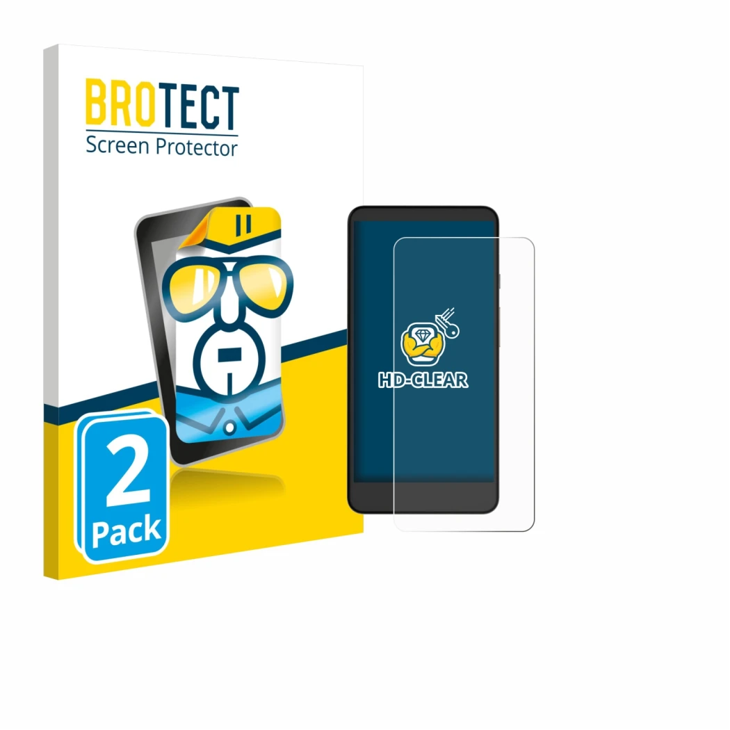 Vorderseite einer Produktverpackung mit dem Markenlogo BROTECT. Daneben ist das Gerät Xiaomi Moaan InkPalm Mini Plus 2 mit dem