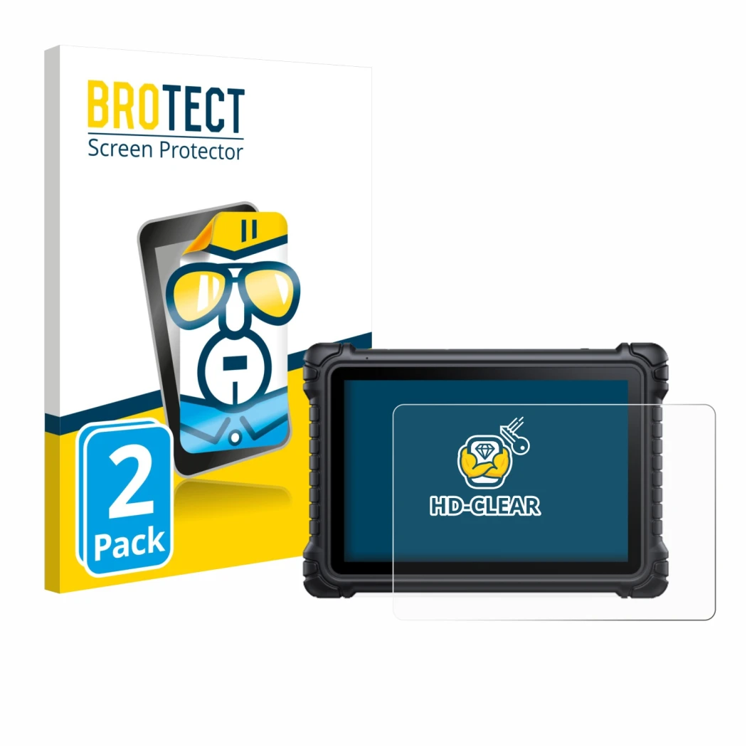 Vorderseite einer Produktverpackung mit dem Markenlogo BROTECT. Daneben ist das Gerät iCarsoft CR Eagle mit dem zugehörigen Di