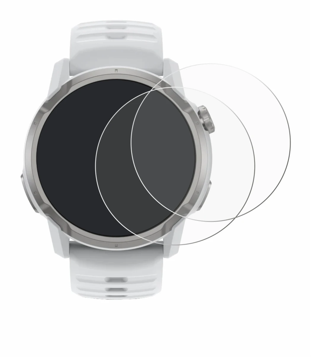 Abbildung des Geräts Coros Apex 4 (46 mm) mit einer Vielzahl des Displayschutzes.