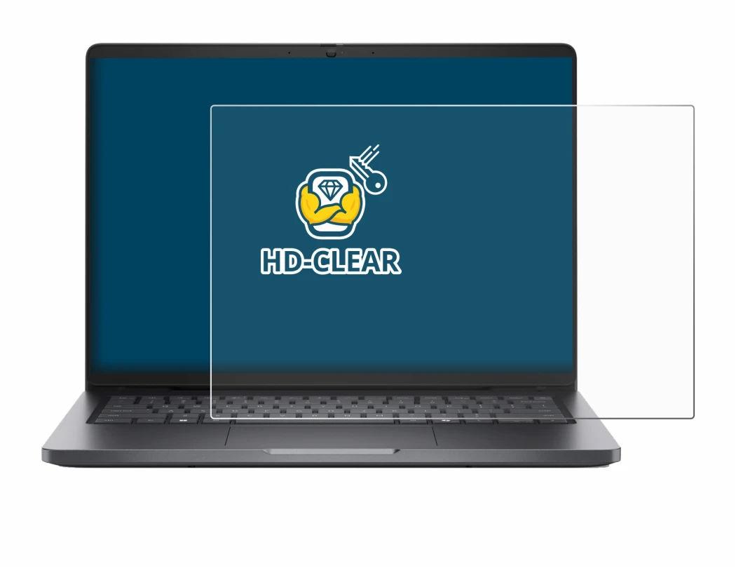 Abbildung des Geräts Dell Pro 14 PC14250 mit einer Vielzahl des Displayschutzes.