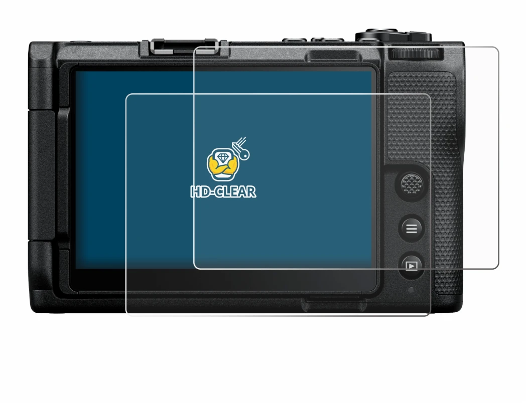 Abbildung des Geräts Nikon ZR mit einer Vielzahl des Displayschutzes.