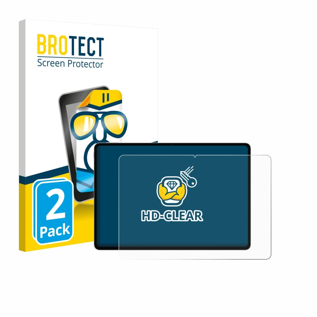 Vorderseite einer Produktverpackung mit dem Markenlogo BROTECT. Daneben ist das Gerät Honor Magicpad 3 Pro mit dem zugehörigen