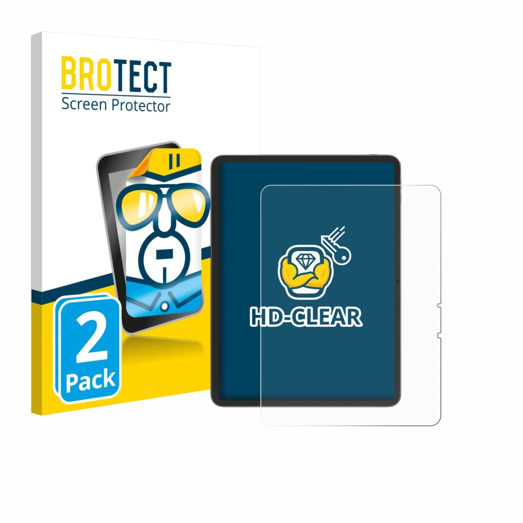 Vorderseite einer Produktverpackung mit dem Markenlogo BROTECT. Daneben ist das Gerät Blackview Link 8 mit dem zugehörigen Dis