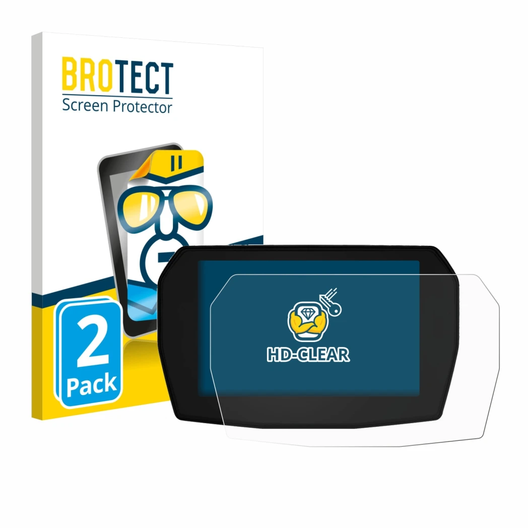 Vorderseite einer Produktverpackung mit dem Markenlogo BROTECT. Daneben ist das Gerät Ducati Panigale V2 2025 mit dem zugehöri