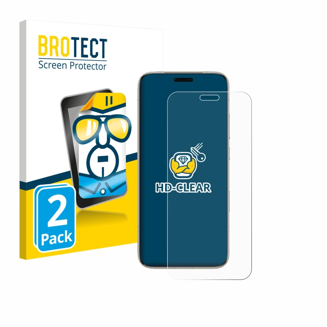 Vorderseite einer Produktverpackung mit dem Markenlogo BROTECT. Daneben ist das Gerät Honor Magic 8 Pro mit dem zugehörigen Di