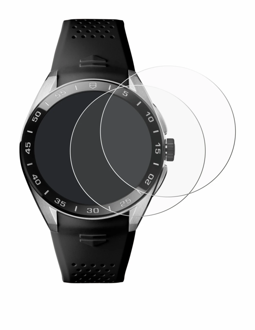 Abbildung des Geräts TAG Heuer Connected Calibre E5 (45 mm) mit einer Vielzahl des Displayschutzes.