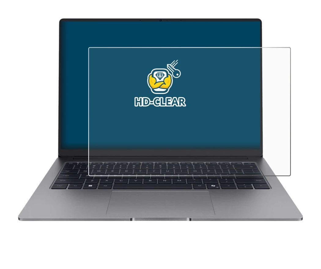 Abbildung des Geräts Honor MagicBook X14 Plus 2025 mit einer Vielzahl des Displayschutzes.