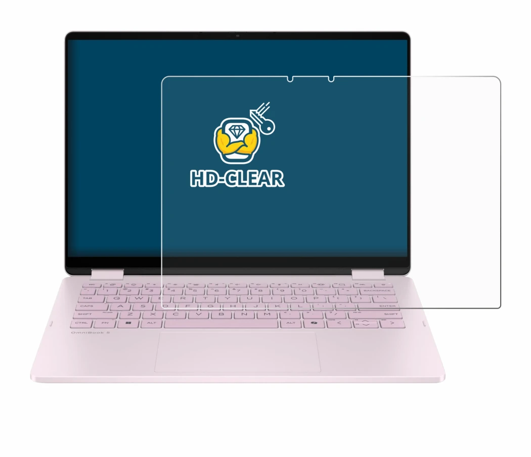 Abbildung des Geräts HP OmniBook 5 Flip 14 14-fp0153ng mit einer Vielzahl des Displayschutzes.