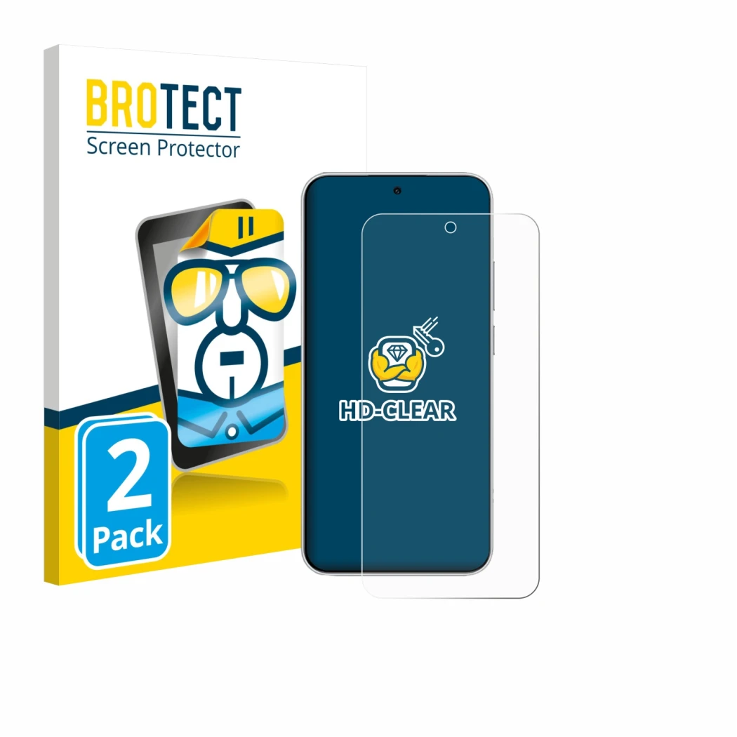 Vorderseite einer Produktverpackung mit dem Markenlogo BROTECT. Daneben ist das Gerät Xiaomi Redmi Note 15 Pro mit dem zugehör