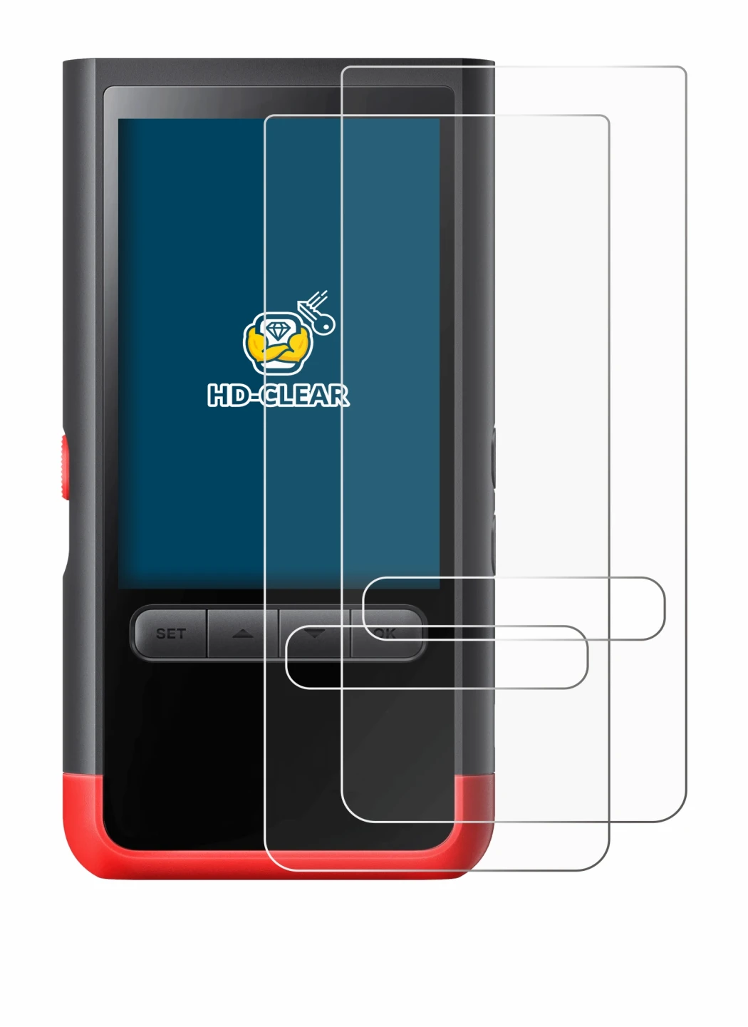 Abbildung des Geräts ThermoMaven P2 mit einer Vielzahl des Displayschutzes.
