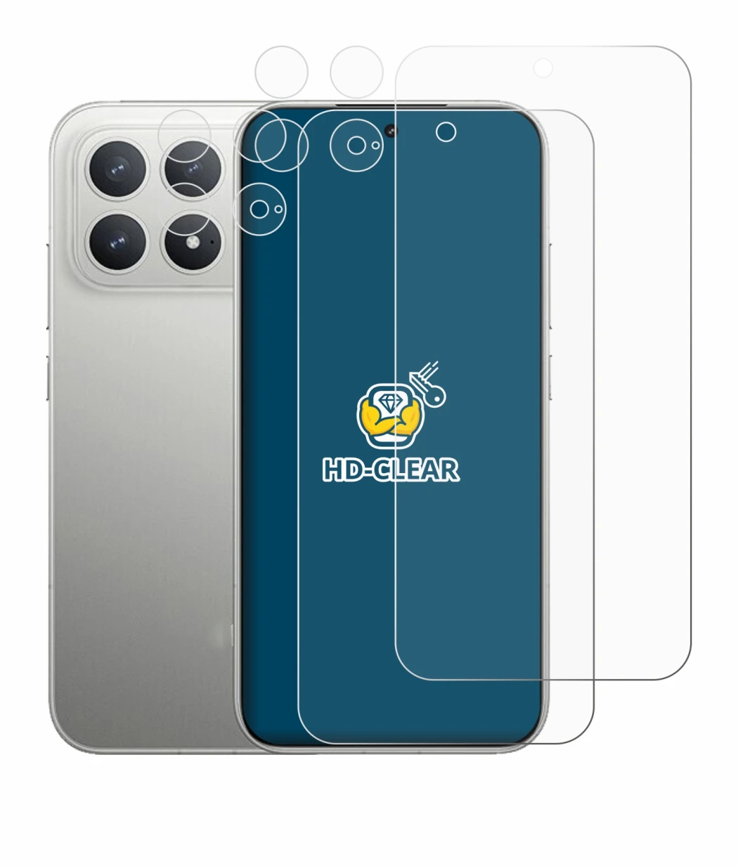 Abbildung des Geräts Xiaomi Poco F8 Pro (Display+Kamera) mit einer Vielzahl des Displayschutzes.