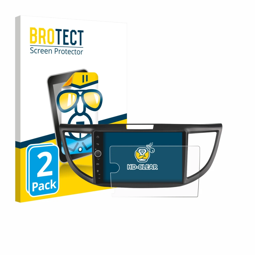 Vorderseite einer Produktverpackung mit dem Markenlogo BROTECT. Daneben ist das Gerät Joying Car Radio 9