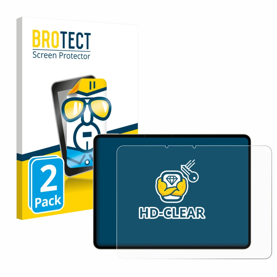 Vorderseite einer Produktverpackung mit dem Markenlogo BROTECT. Daneben ist das Gerät realme Pad 3 mit dem zugehörigen Display