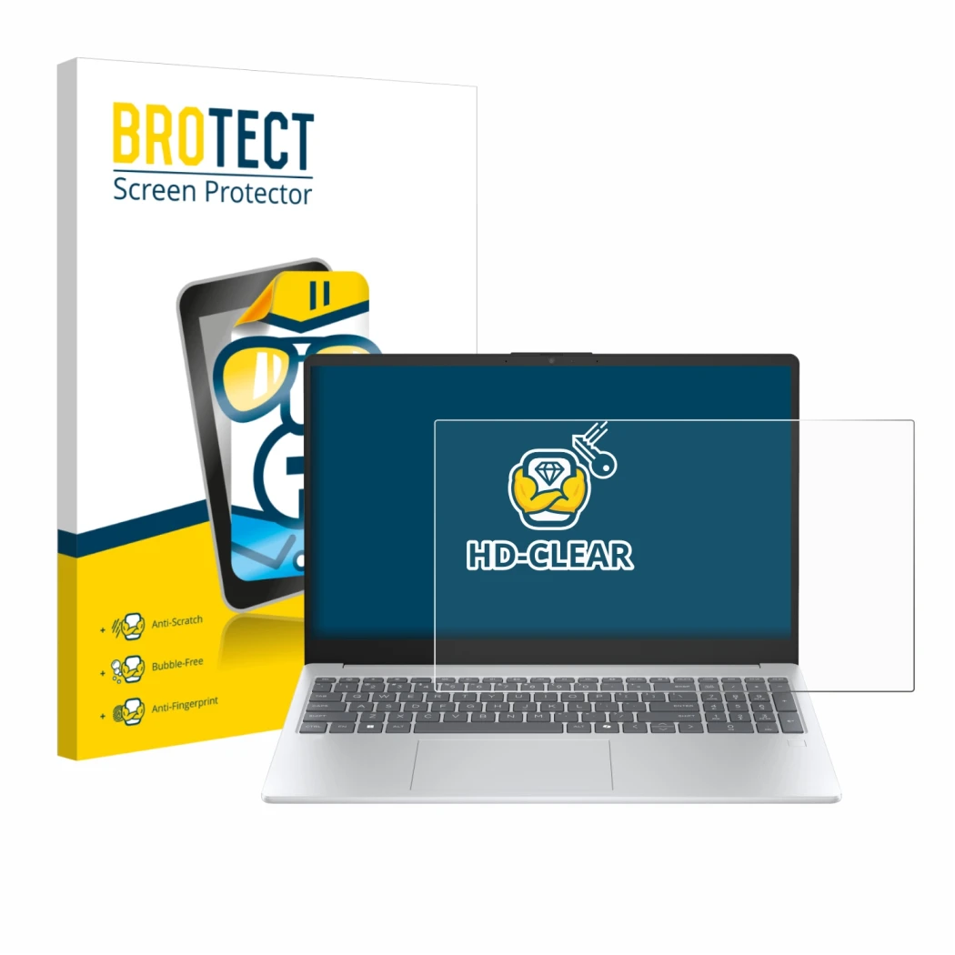 Vorderseite einer Produktverpackung mit dem Markenlogo BROTECT. Daneben ist das Gerät HP OmniBook 3 14