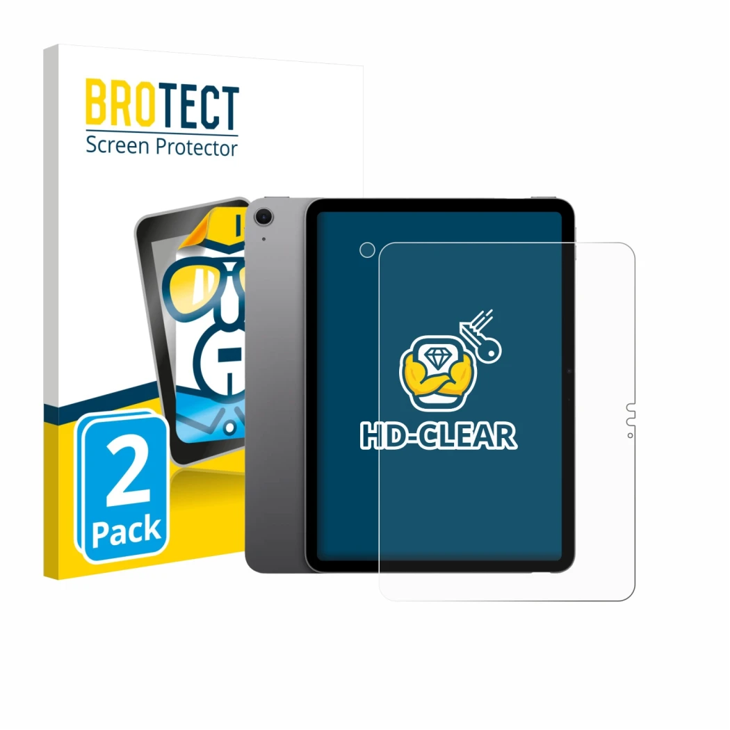 Vorderseite einer Produktverpackung mit dem Markenlogo BROTECT. Daneben ist das Gerät Apple iPad Air 11