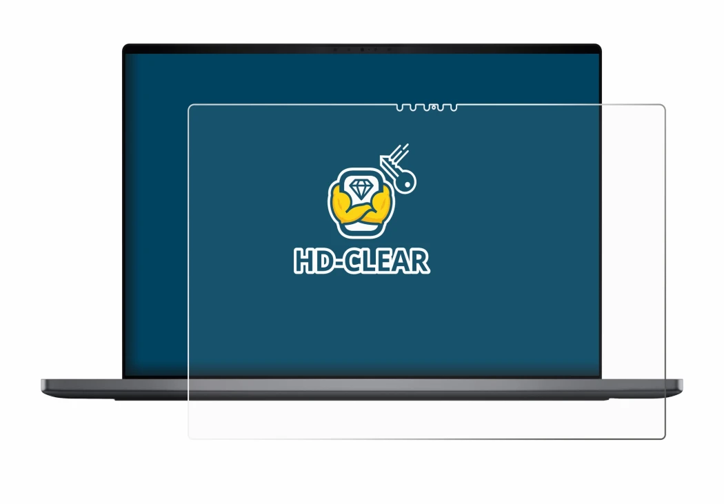 Abbildung des Geräts Dell XPS 16 DA16260 mit einer Vielzahl des Displayschutzes.