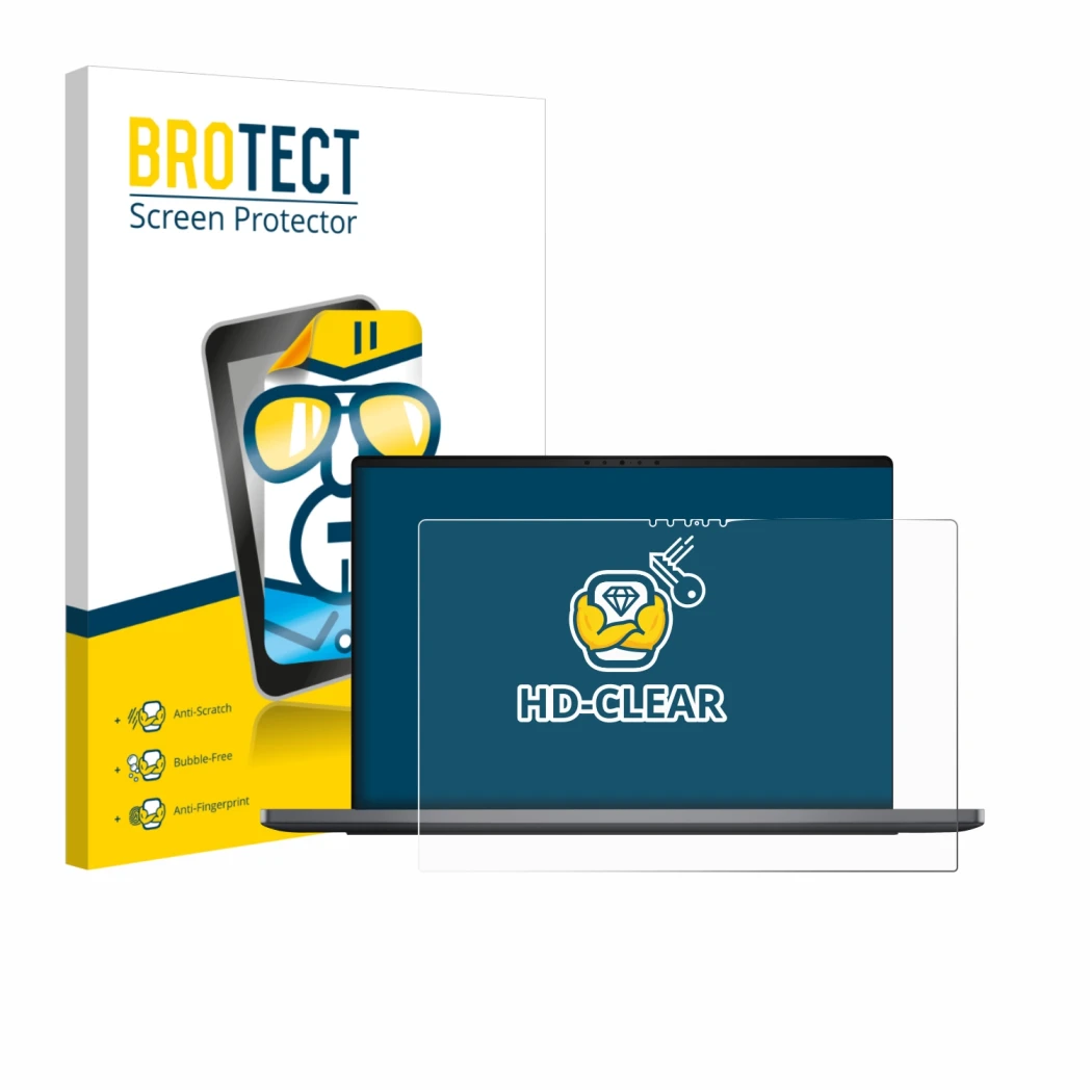 Vorderseite einer Produktverpackung mit dem Markenlogo BROTECT. Daneben ist das Gerät Dell XPS 14 DA14260 mit dem zugehörigen 