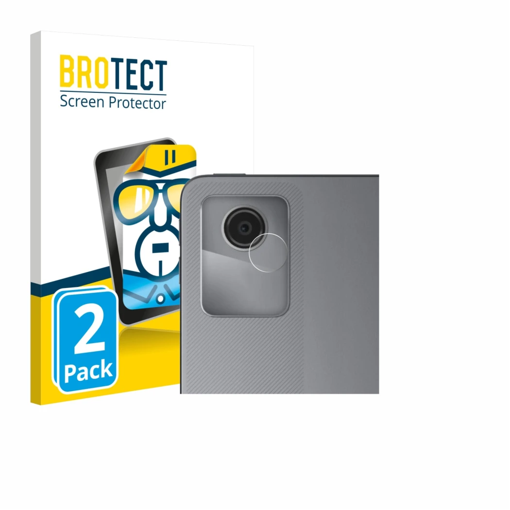 Vorderseite einer Produktverpackung mit dem Markenlogo BROTECT. Daneben ist das Gerät Lenovo Tab M11 (NUR Kameraschutz) mit de