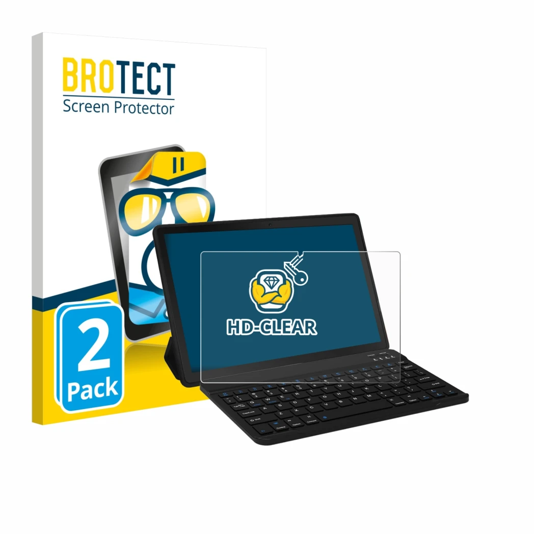 Vorderseite einer Produktverpackung mit dem Markenlogo BROTECT. Daneben ist das Gerät Laptok YXPA7LBK 11