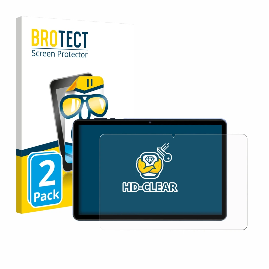 Vorderseite einer Produktverpackung mit dem Markenlogo BROTECT. Daneben ist das Gerät WOREGOO M283-EEA 10.1