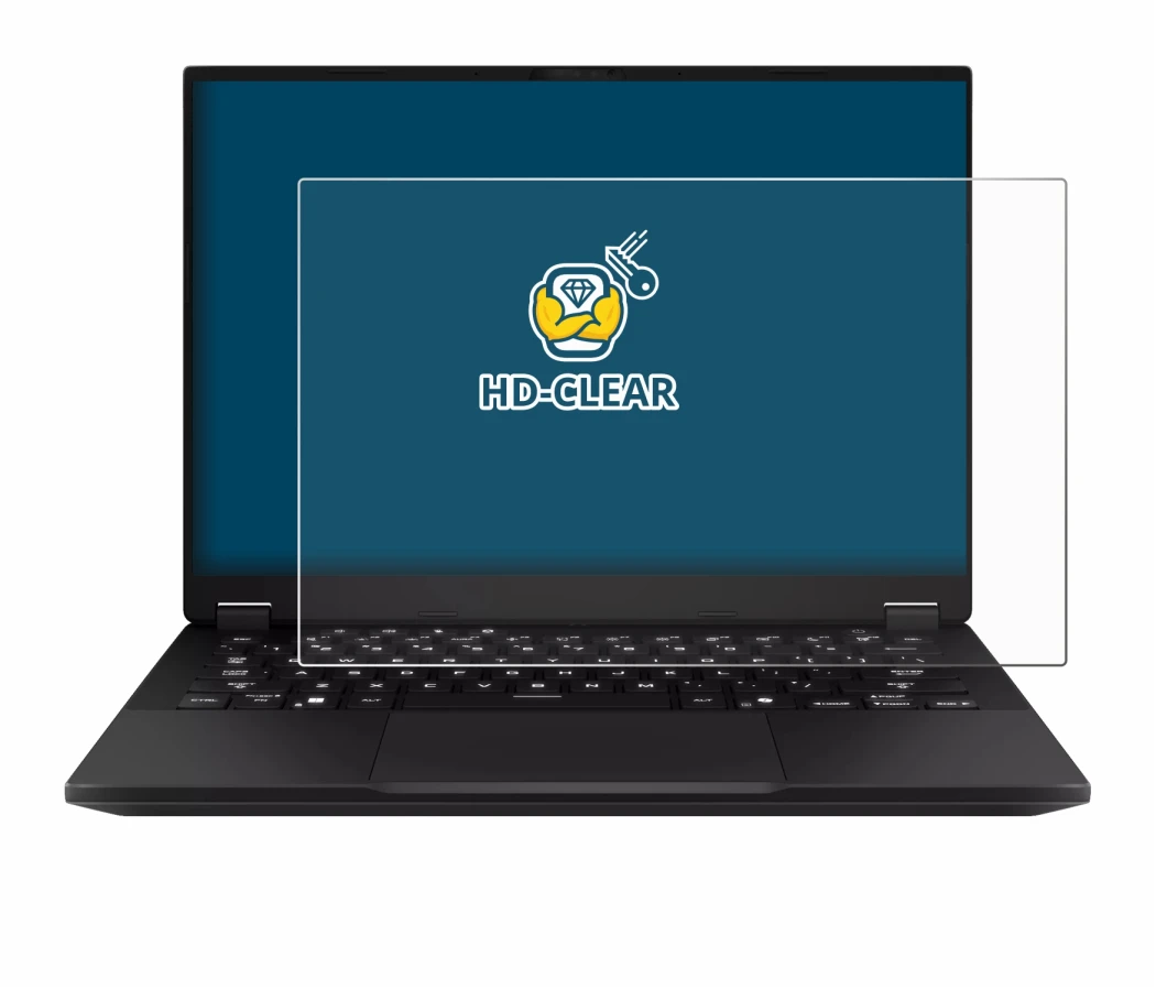 Abbildung des Geräts ASUS TUF Gaming A14 mit einer Vielzahl des Displayschutzes.