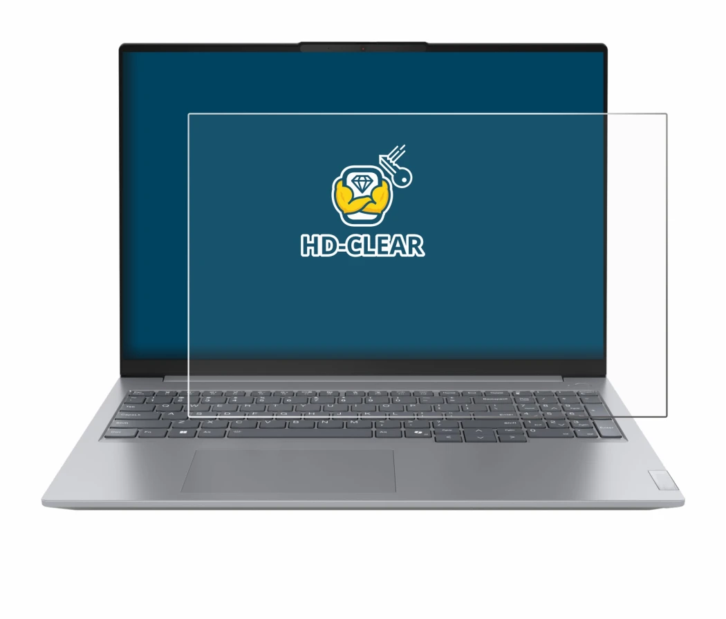 Abbildung des Geräts Lenovo ThinkBook 16 Gen 7+ mit einer Vielzahl des Displayschutzes.