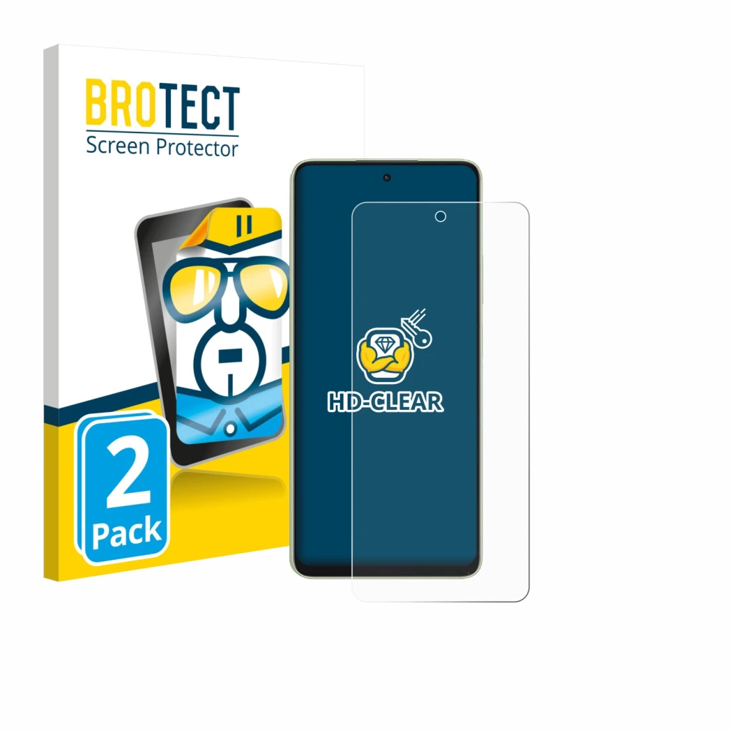 Vorderseite einer Produktverpackung mit dem Markenlogo BROTECT. Daneben ist das Gerät Oppo A5 Energy mit dem zugehörigen Displ