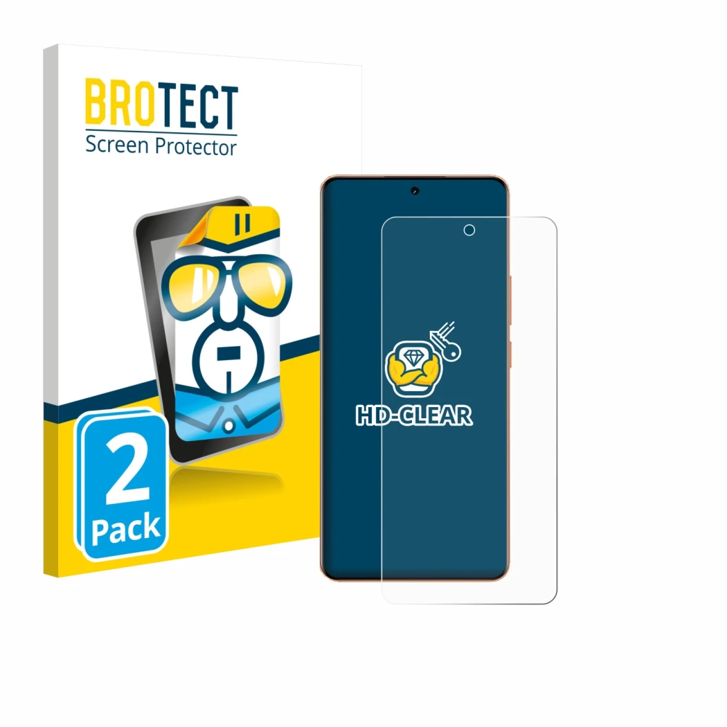 Vorderseite einer Produktverpackung mit dem Markenlogo BROTECT. Daneben ist das Gerät realme P4 Pro 5G mit dem zugehörigen Dis