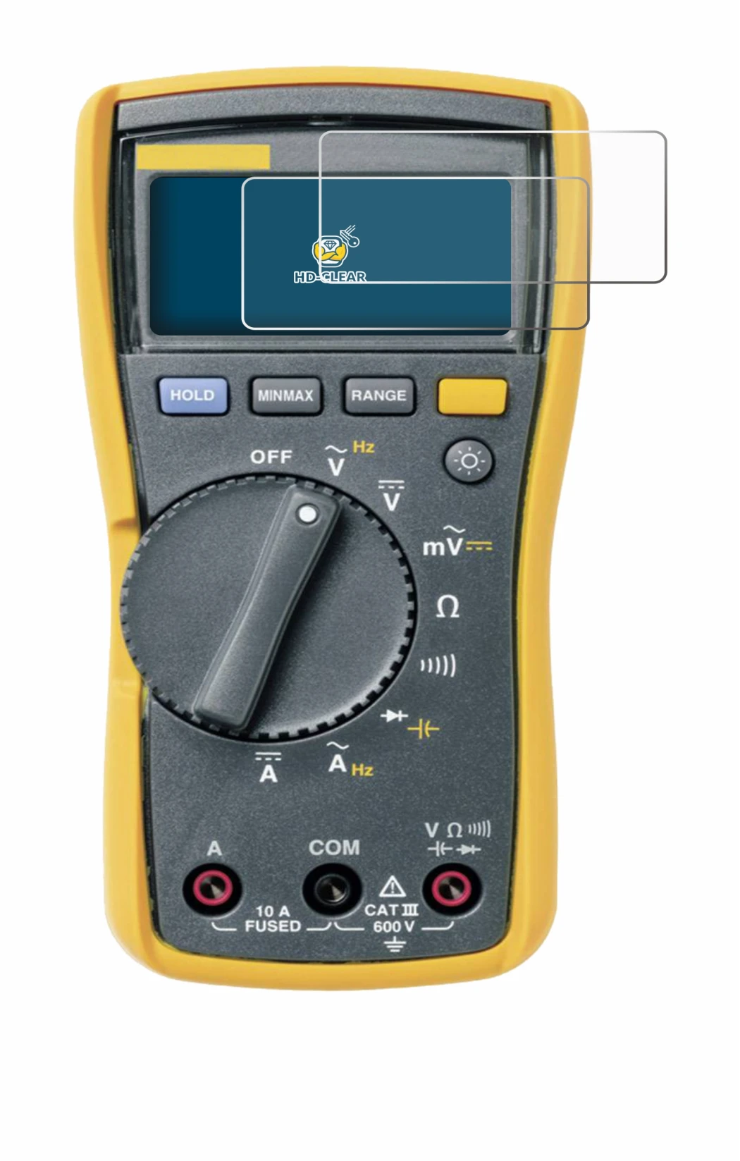 Abbildung des Geräts Fluke MultiMeter 115 mit einer Vielzahl des Displayschutzes.