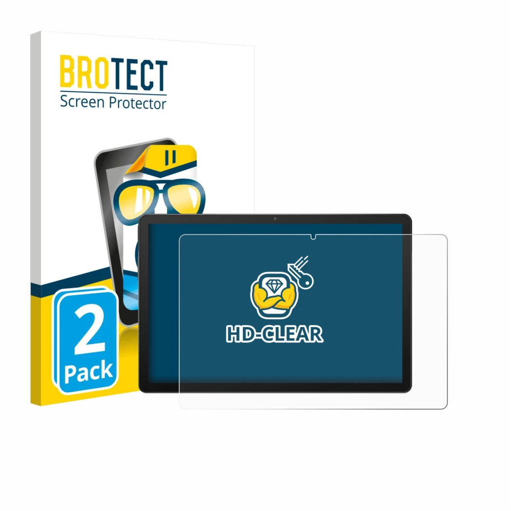 Vorderseite einer Produktverpackung mit dem Markenlogo BROTECT. Daneben ist das Gerät Sunmi CPad 11