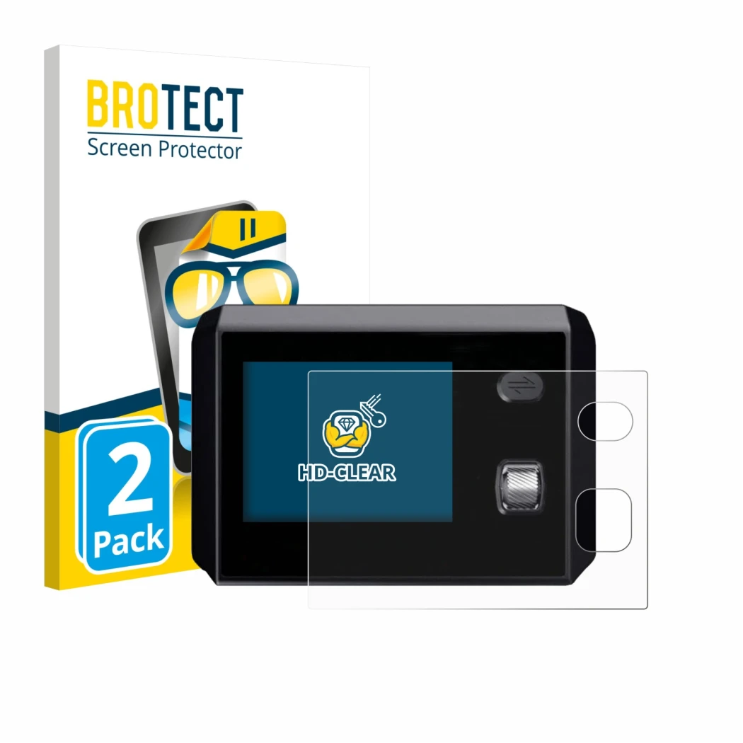 Vorderseite einer Produktverpackung mit dem Markenlogo BROTECT. Daneben ist das Gerät SkyRC MC5000 mit dem zugehörigen Display