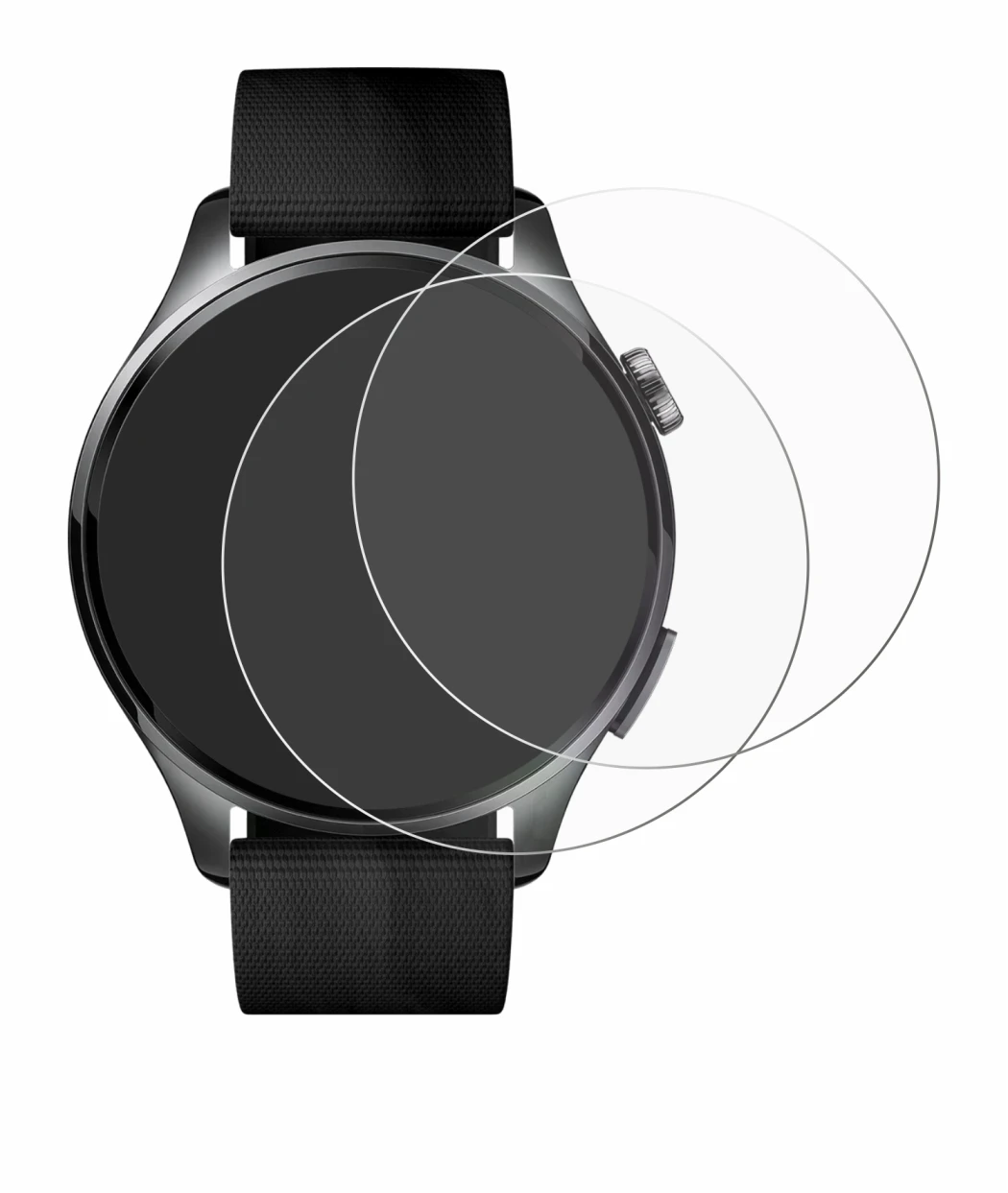 Abbildung des Geräts Xiaomi Watch 5 (47 mm) mit einer Vielzahl des Displayschutzes.